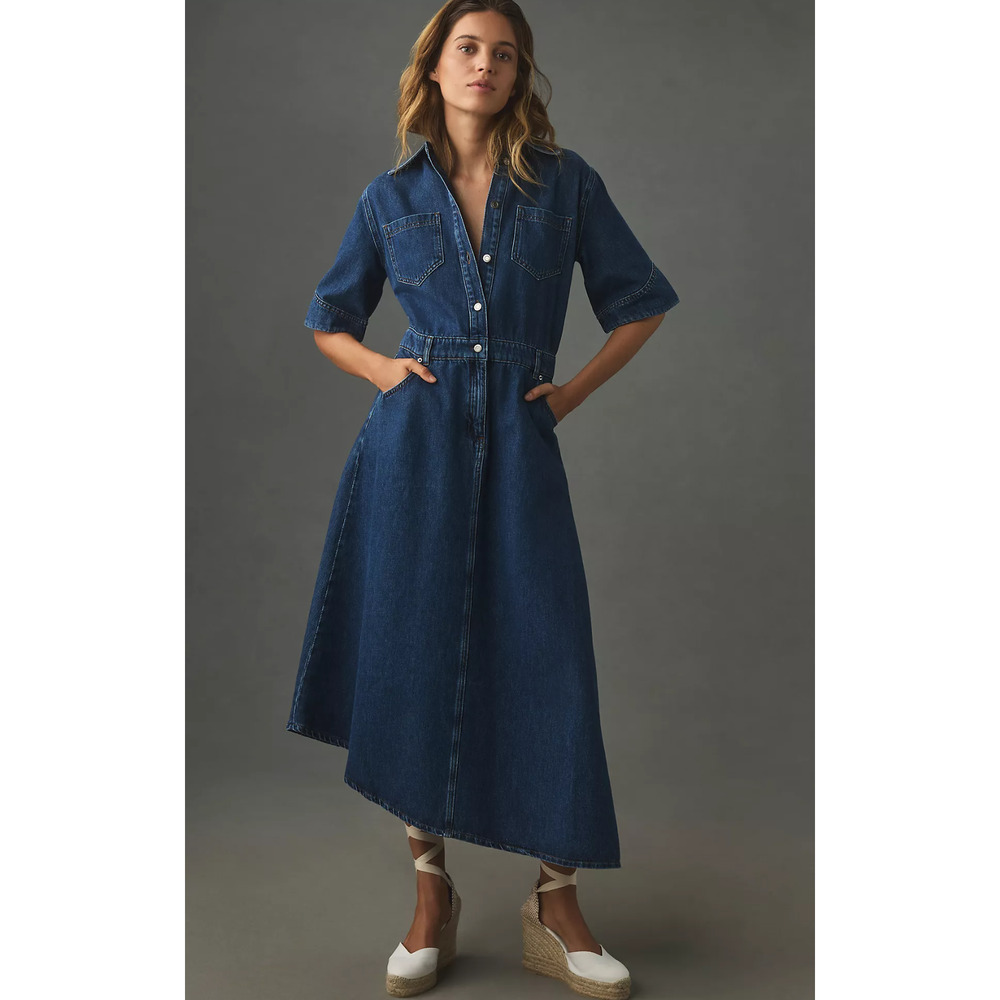 Anthropologie Blue Denim Midi Dress